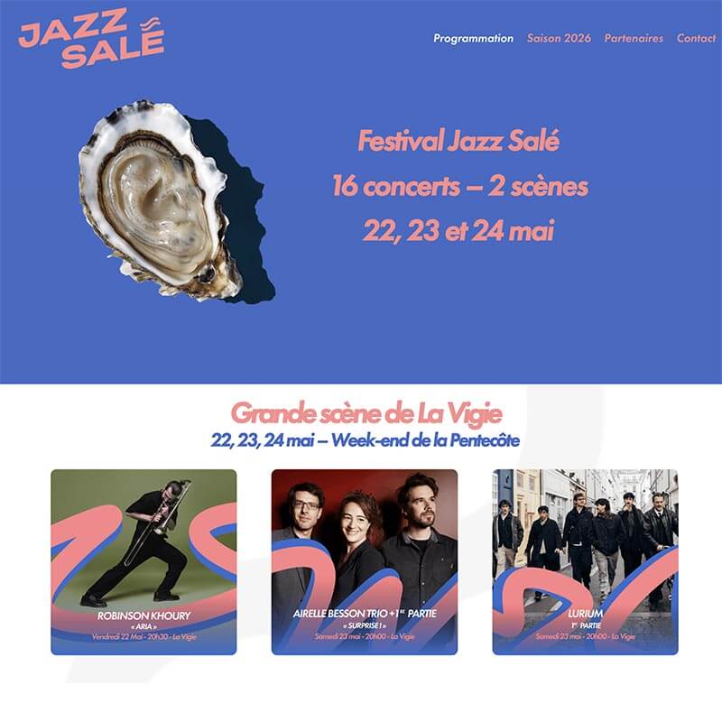 Page d'accueil du site du Festival Jazz Salé