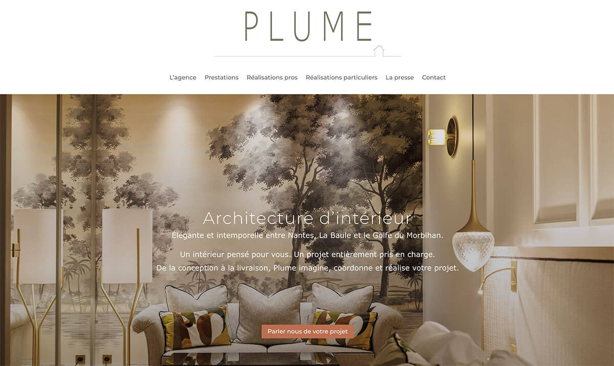 page-accueil-idplume Réalisation du site ID Plume, architecture intérieure